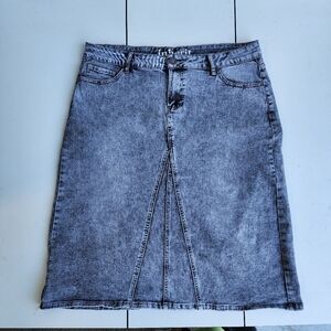Inherit Clarie Skirt Womens 15/16 Denim Modest Pencil Midi Stretch Gray Black